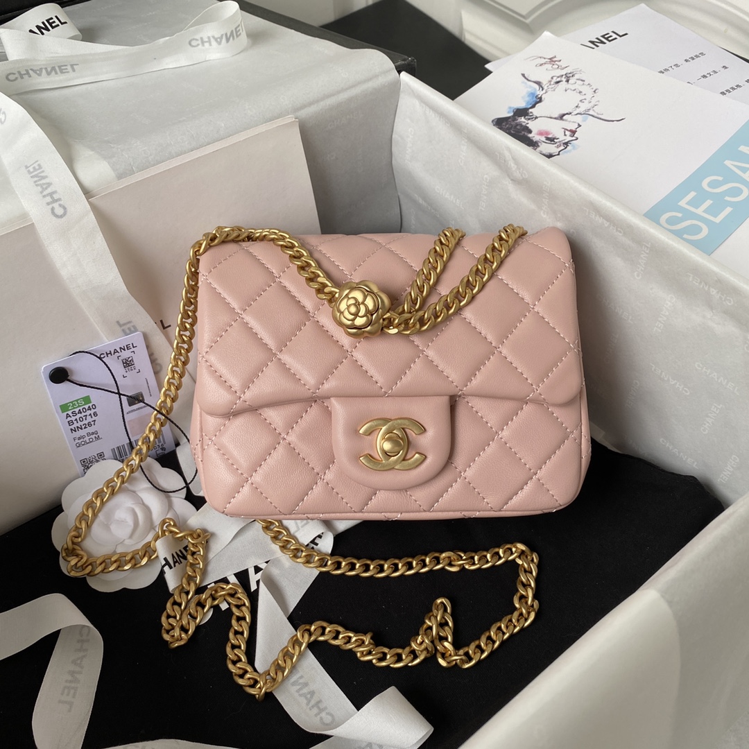 Mini Classic Flap Lambskin Bag AS4040 Pink